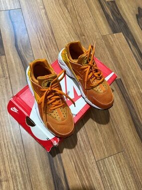 Nike Huarache Orange and Yellow Mesh-Layered Sneakers